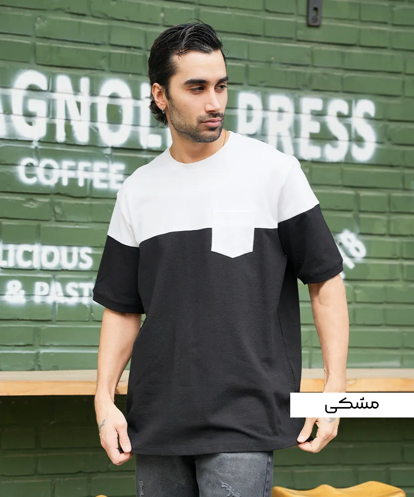 تیشرت جودون دو رنگ T32369 مشکی