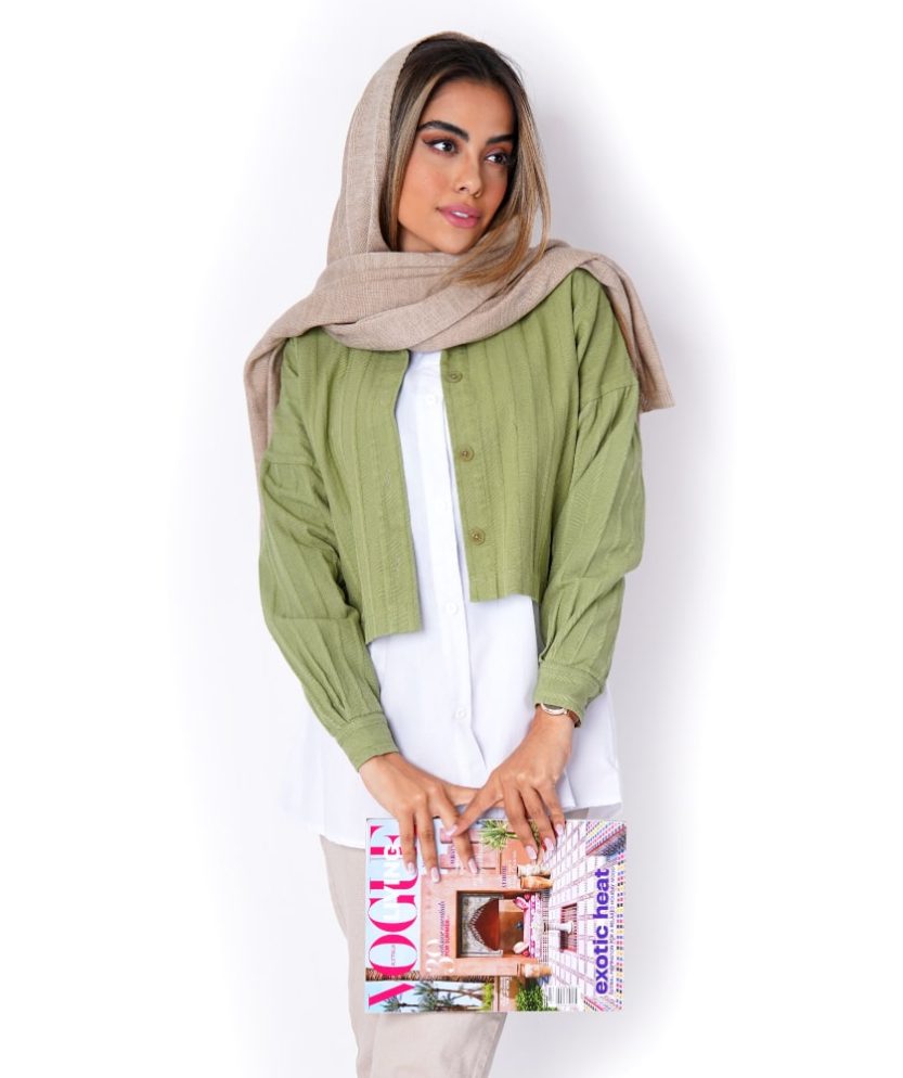 کت کراپ کتان راه راه K31402