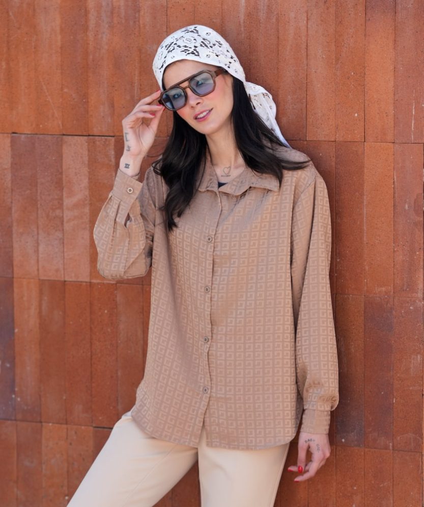 شومیز ساتن ژاکارد A310160