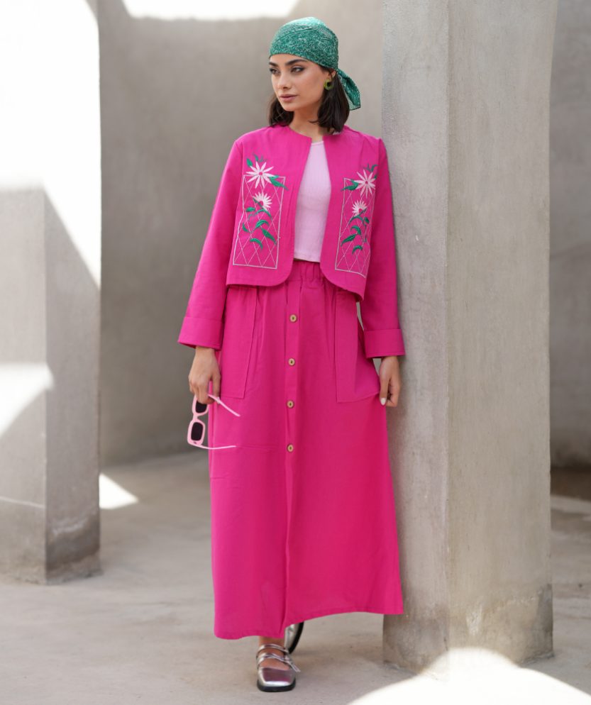 ست کت و دامن لینن Q31756