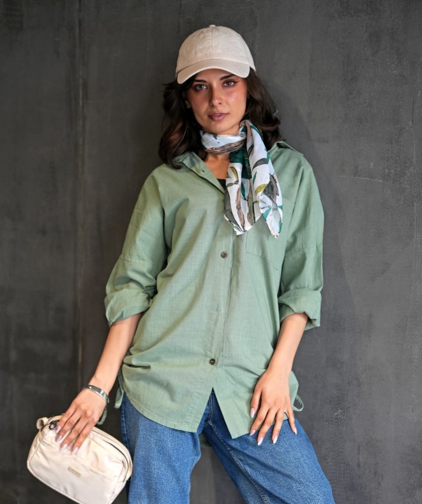 شومیز اسلپ بند دار A41019