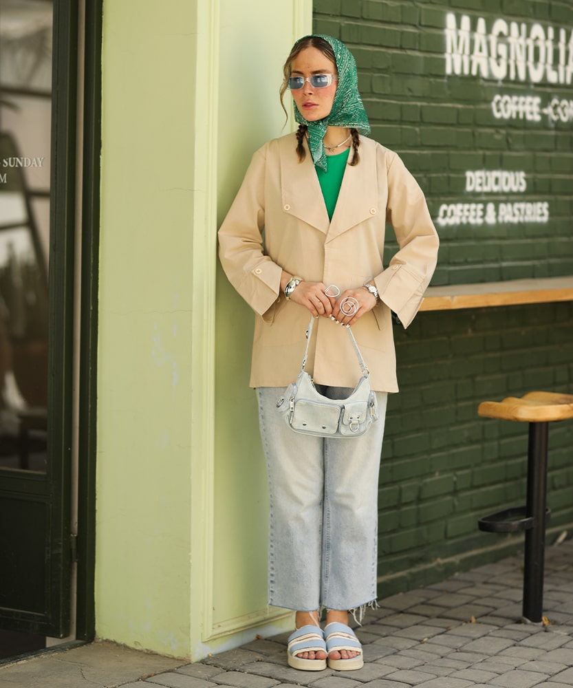 مانتو کتی لینن یقه انگلیسی M41012