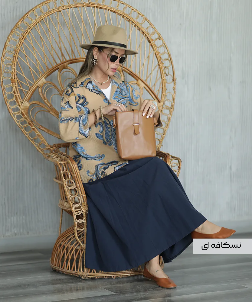 شومیز یارا لینن ایتالیایی A41782 نسکافه ای