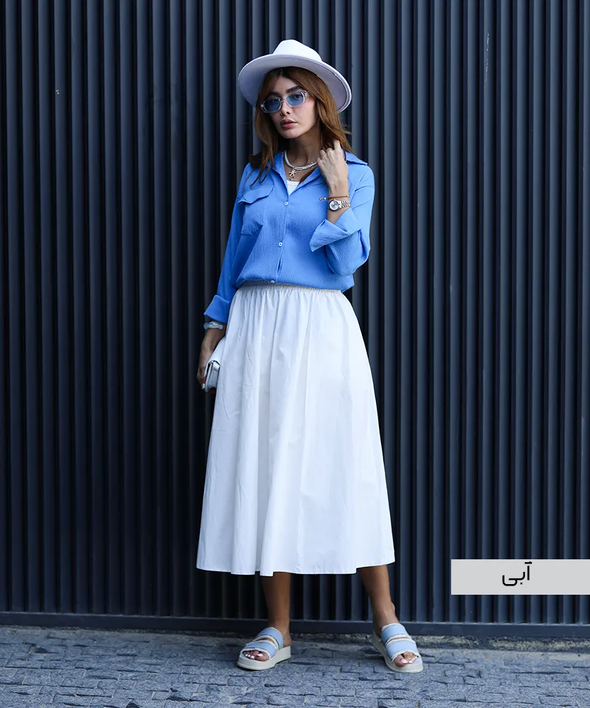 شومیز تک جیب اطلس A41921 آبی