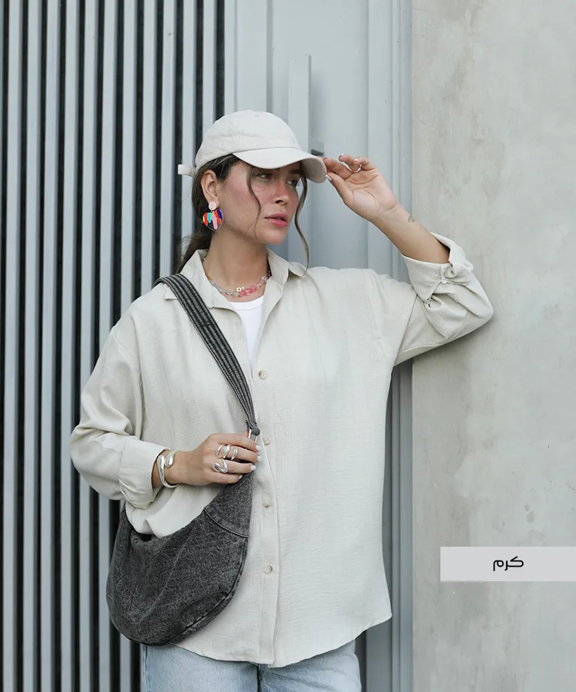 شومیز یقه سرخود ژاکارد A41585 کرم