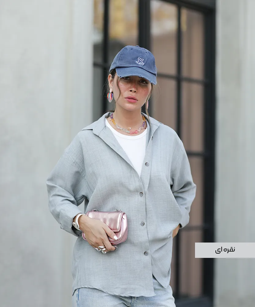 شومیز یقه سرخود ژاکارد A41585 نقره ای