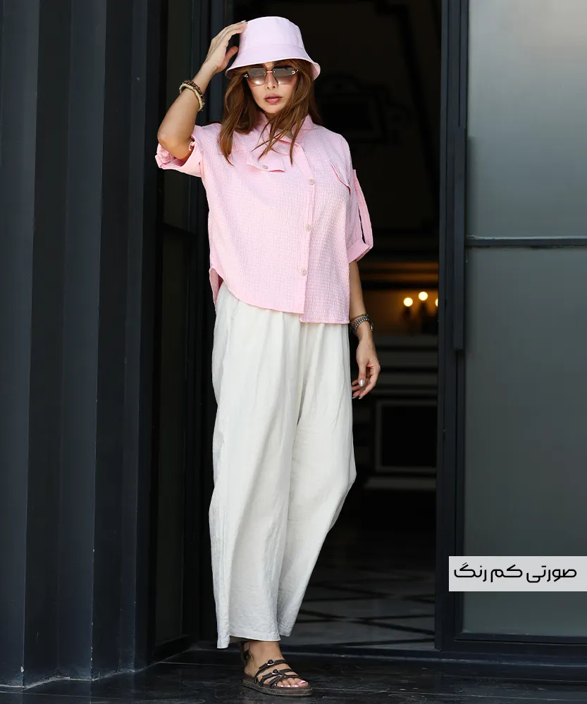 شومیز زنانه اطلس صورتی کمرنگ