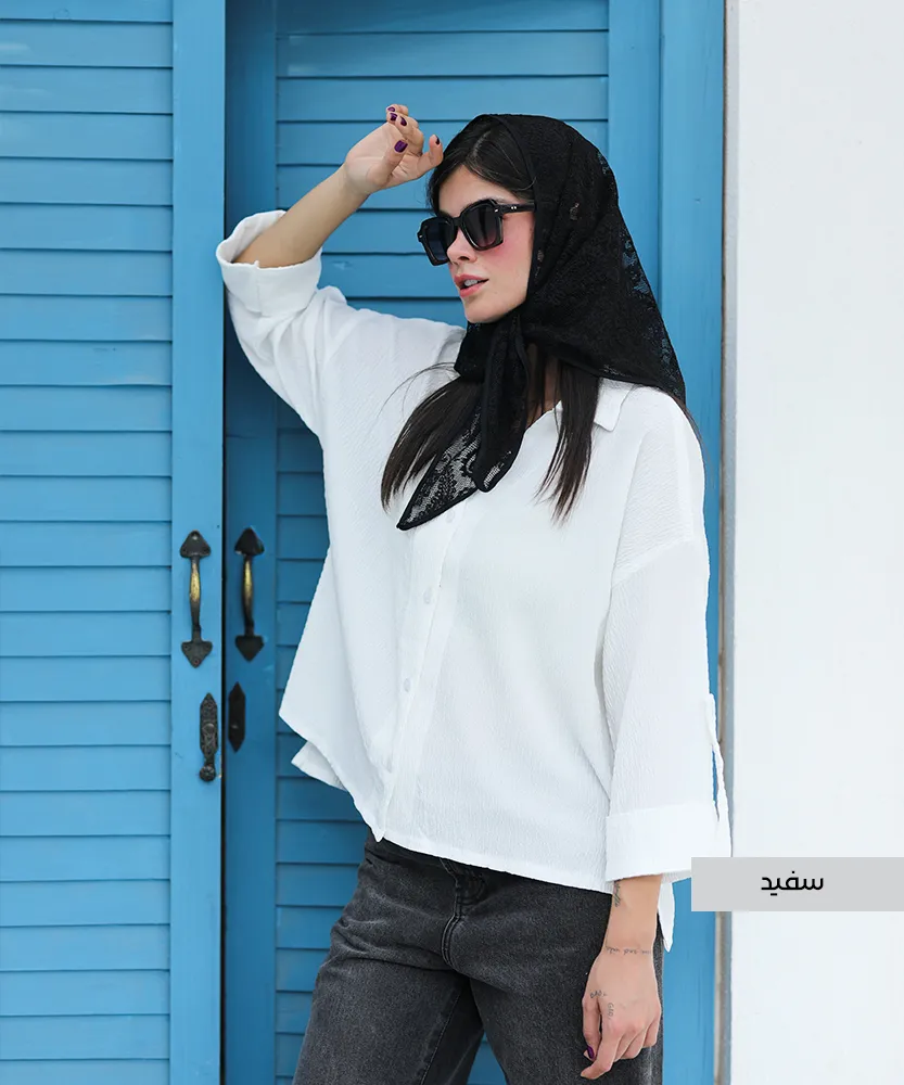 شومیز اطلس باکسی A41652 - Image 4