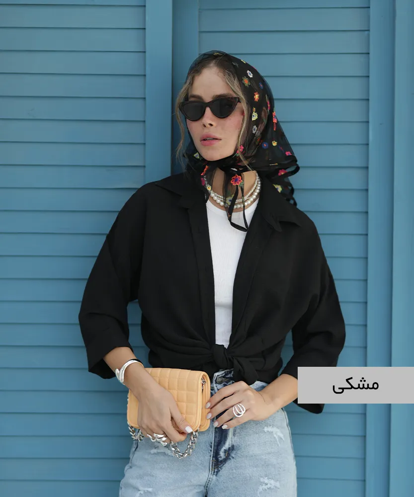 شومیز اطلس آستین پاکتی A41703 مشکی