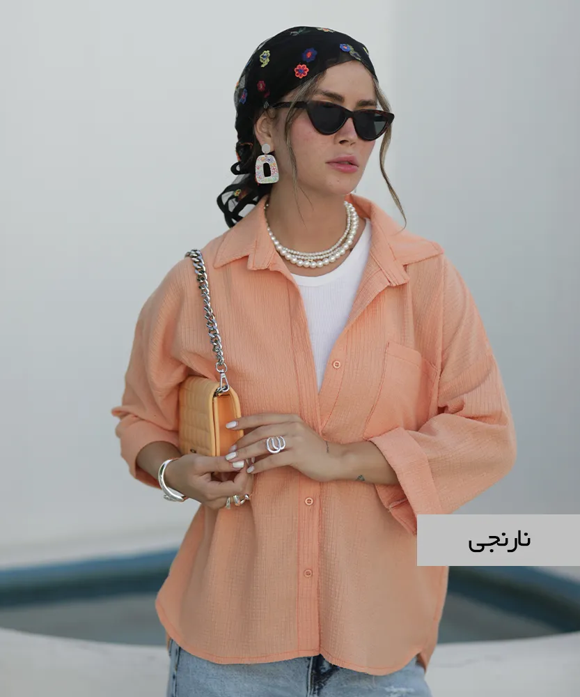 شومیز اطلس آستین پاکتی A41703 نارنجی