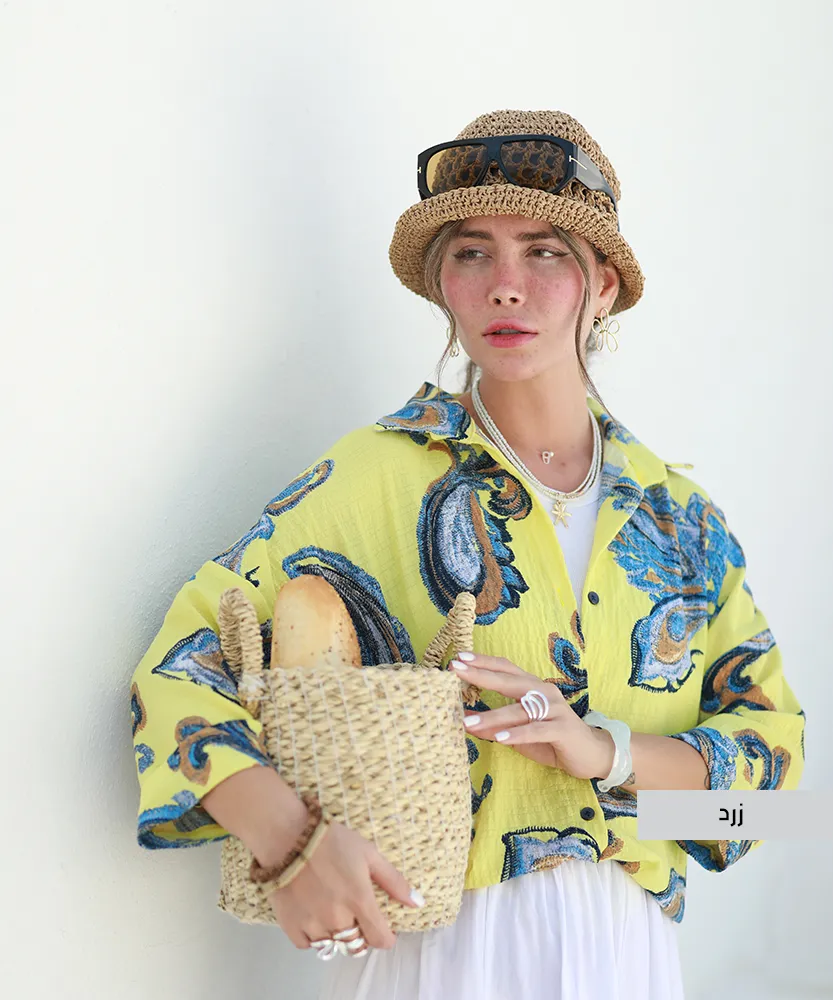 شومیز یارا لینن ایتالیایی A41782 زرد