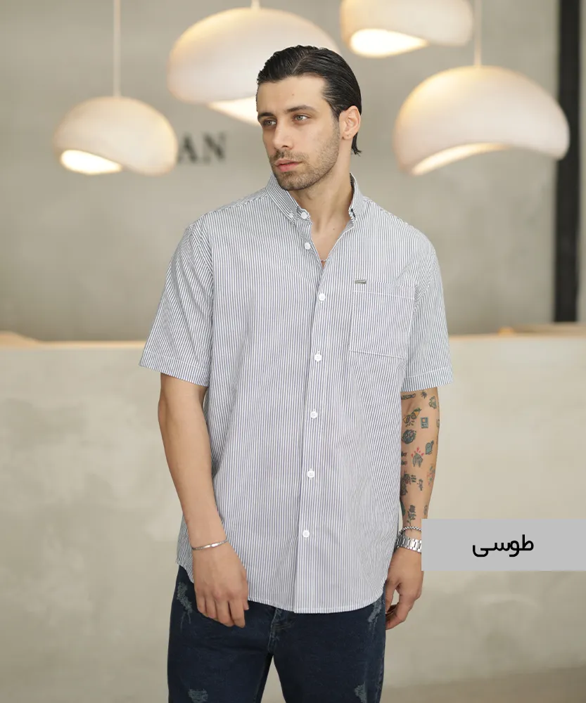 پیراهن پنبه دیپلمات P42017 طوسی