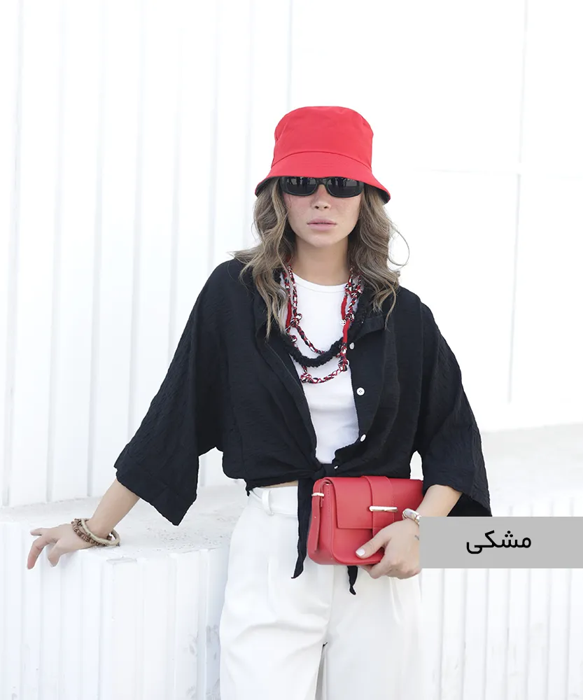 شومیز گره ای اطلس A41900 مشکی