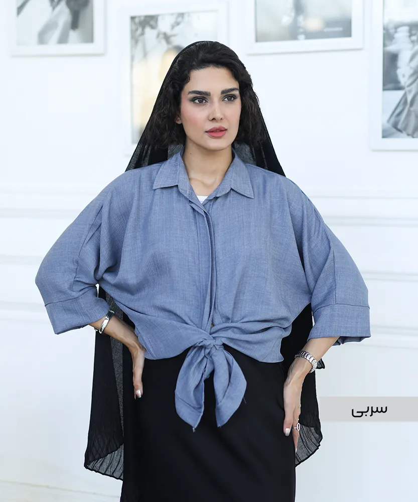 مانتو دکمه مخفی رنگ سربی