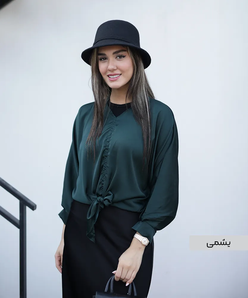 شومیز ساتن گره ای A41614 - Image 9