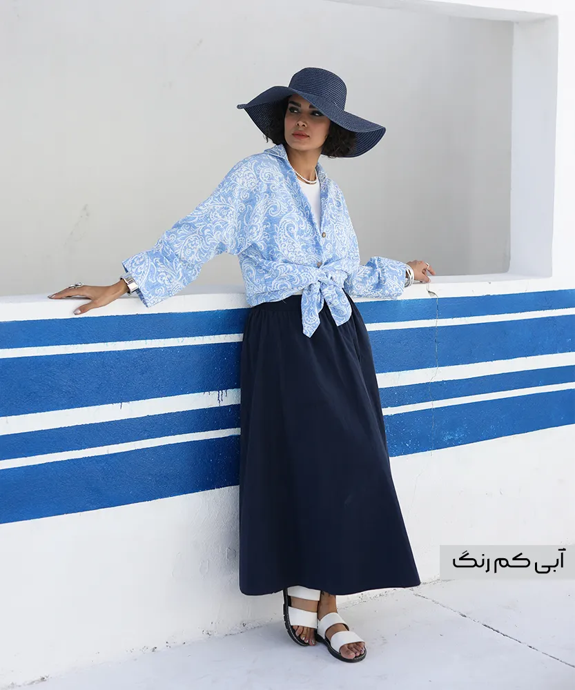 شومیز کاملس ترمه a41684 آبی کمرنگ