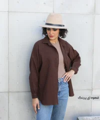 شومیز دیبا کتان خاکی قهوه ای