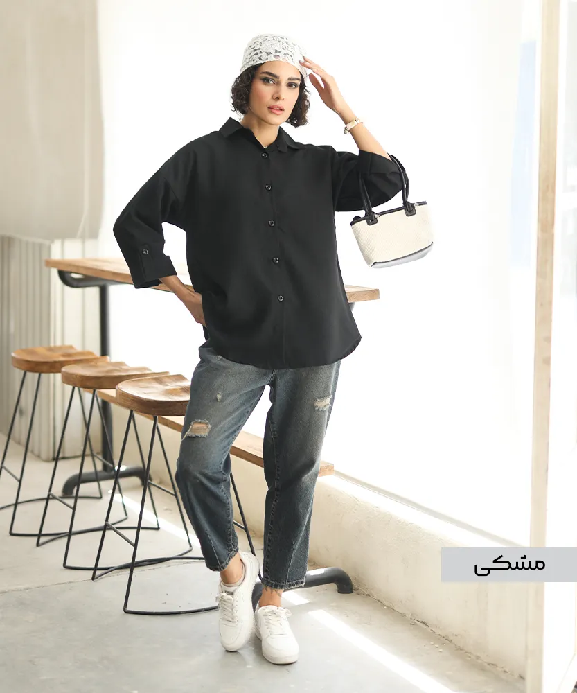 مانتو یقه دار M41680 مشکی