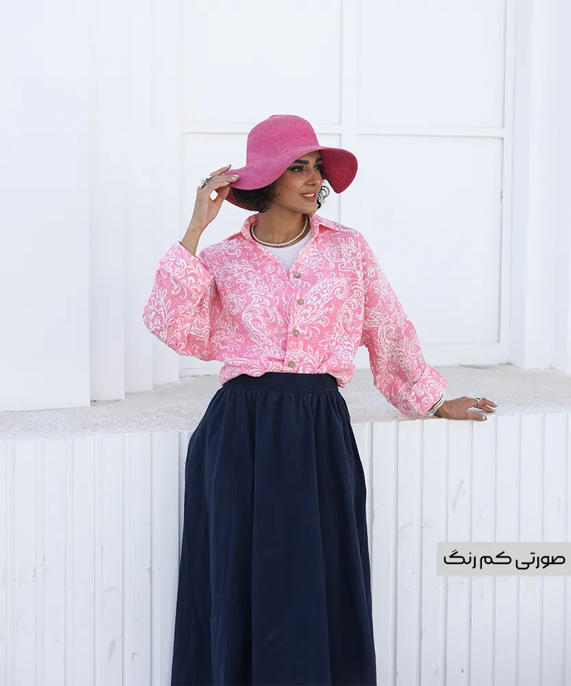 شومیز کاملس ترمه a41684 صورتی کمرنگ