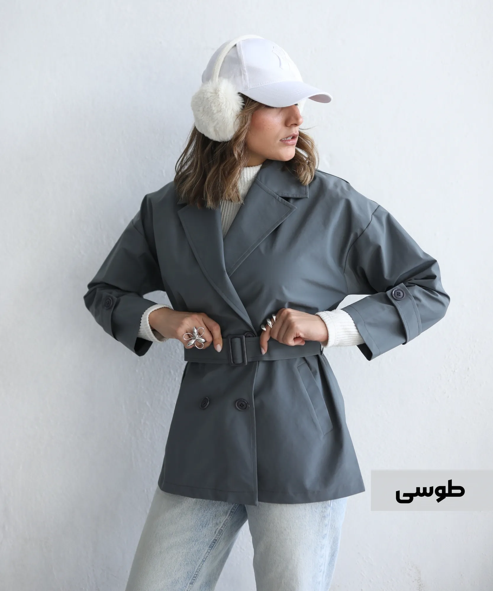 بارانی 4 دکمه رز C41012 - Image 2