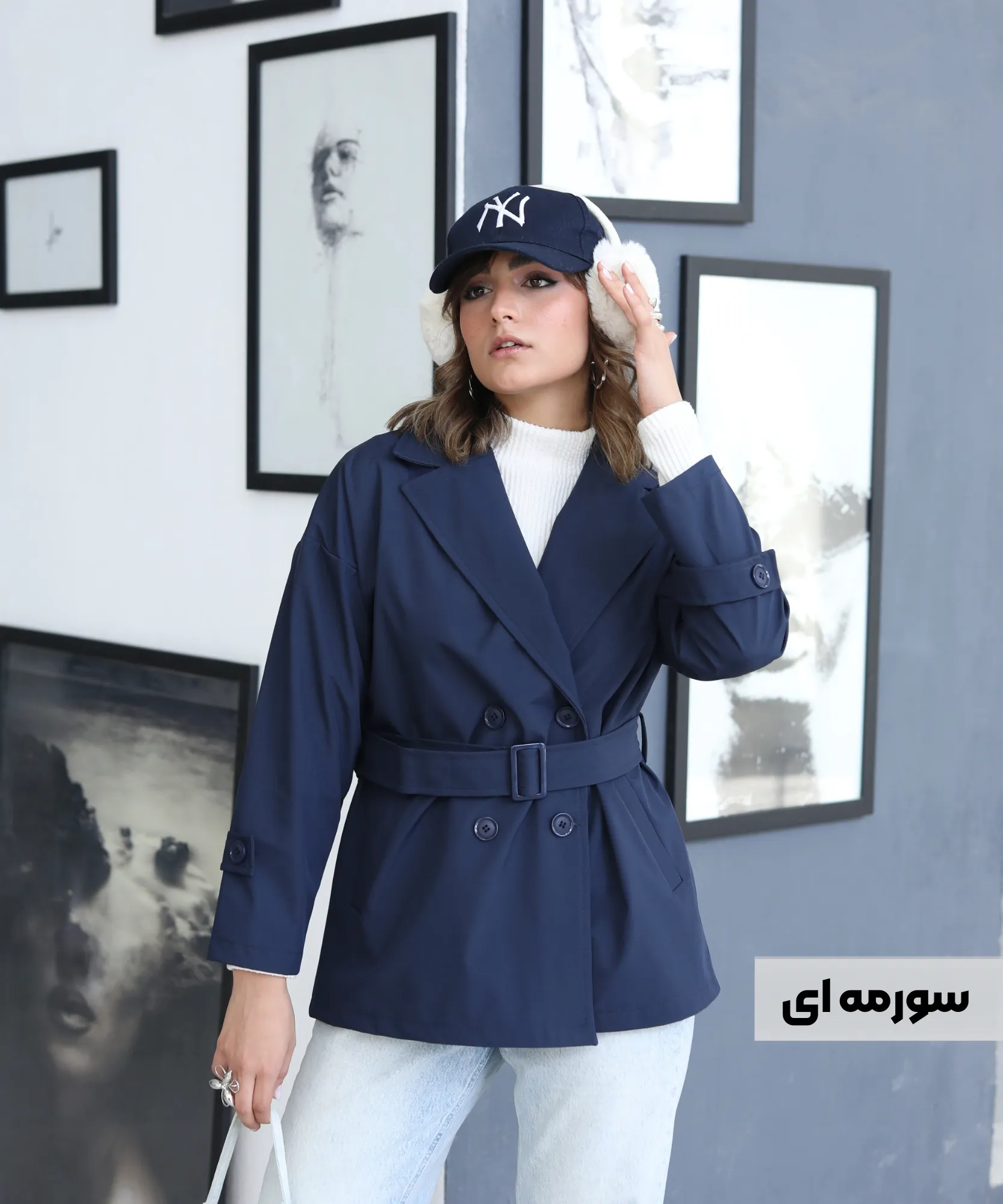 بارانی 4 دکمه رز C41012 - Image 4