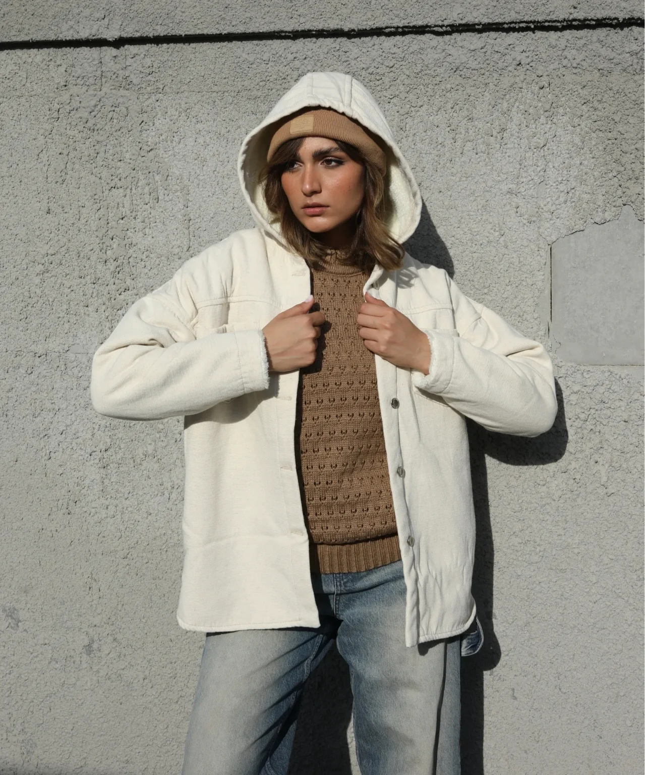 شومیز کلاهدار داخل خز A41952