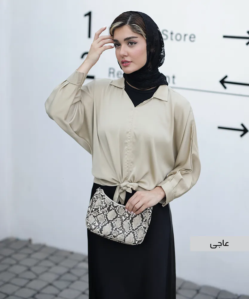 شومیز ساتن گره ای A41614 - Image 2