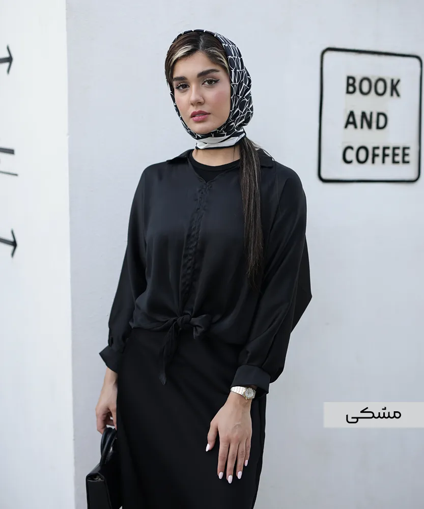 شومیز ساتن گره ای A41614 - Image 6