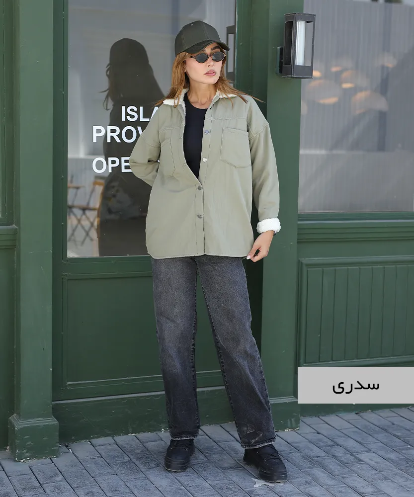 کت کتان داخل خز ساده K41361 - Image 2