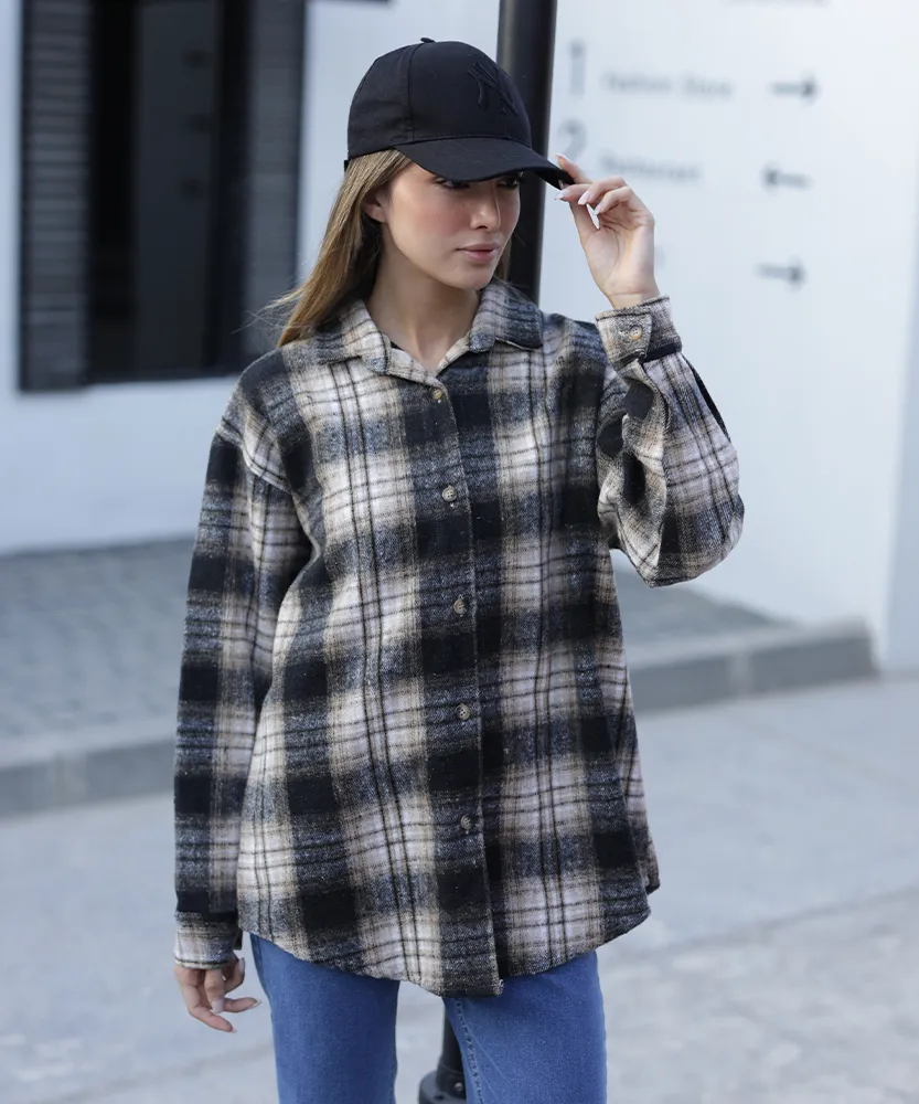 شومیز صدف چهارخونه A411041