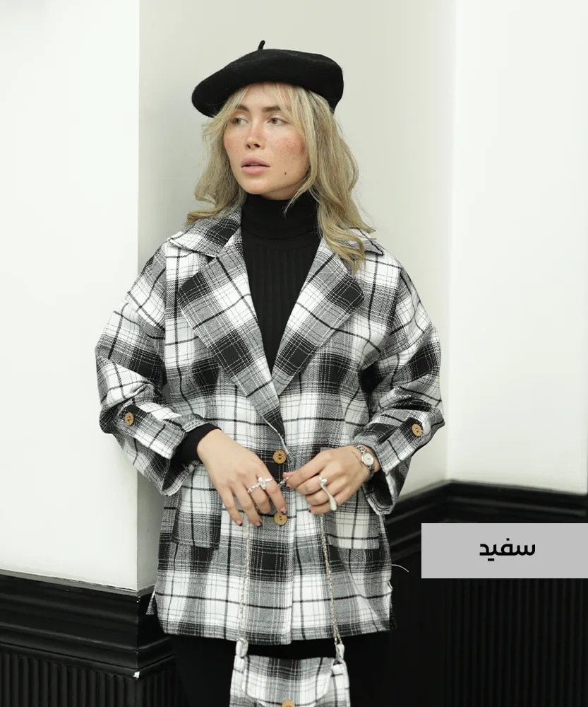 مانتو چهارخونه یقه انگلیسی کیف دار M41244 - Image 2