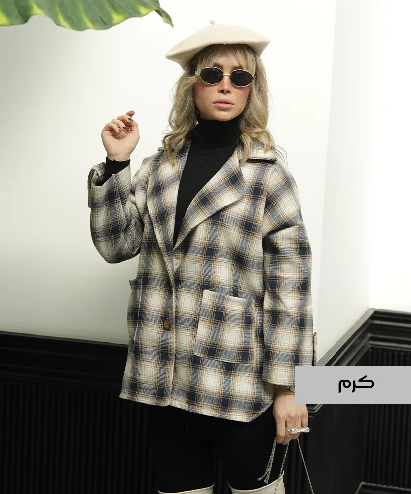 مانتو چهارخونه یقه انگلیسی کیف دار M41244 - Image 4