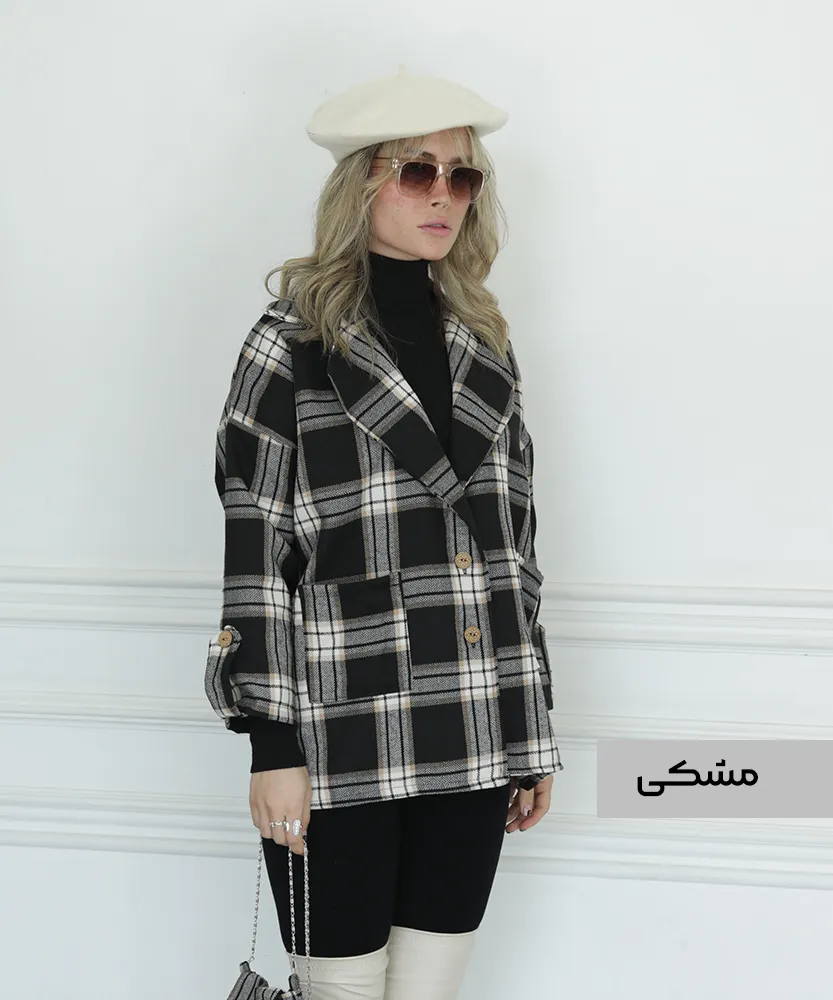 مانتو چهارخونه یقه انگلیسی کیف دار M41244 - Image 5