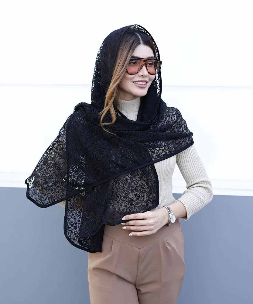 شال مشکی دو نوار N31646