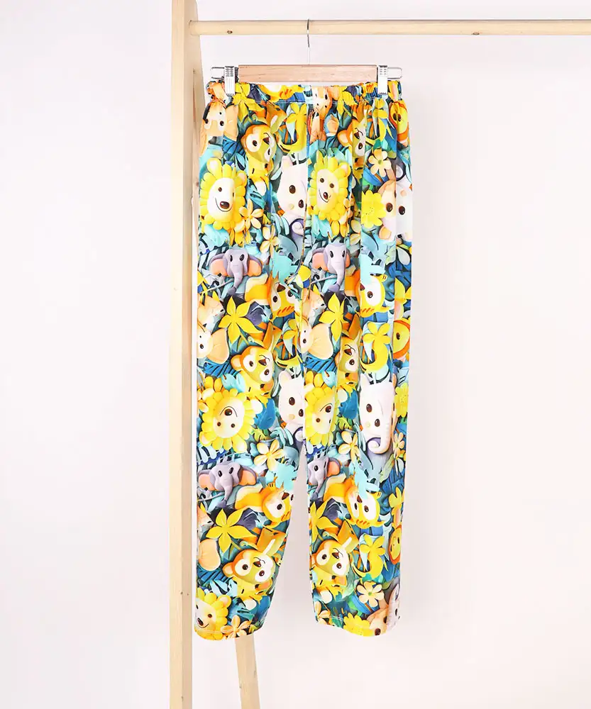 شلوار نخی چاپی میکس F31052