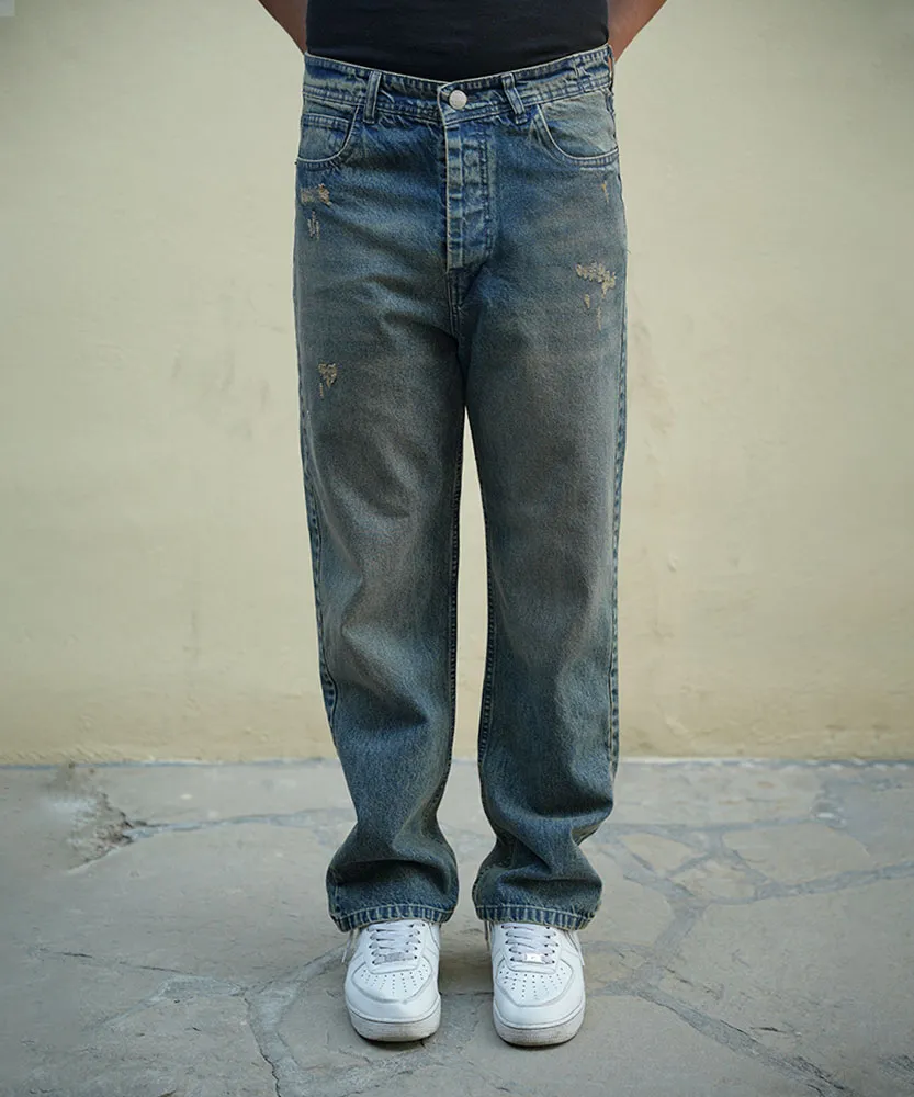شلوار جین نیم بگ مردانه E42017