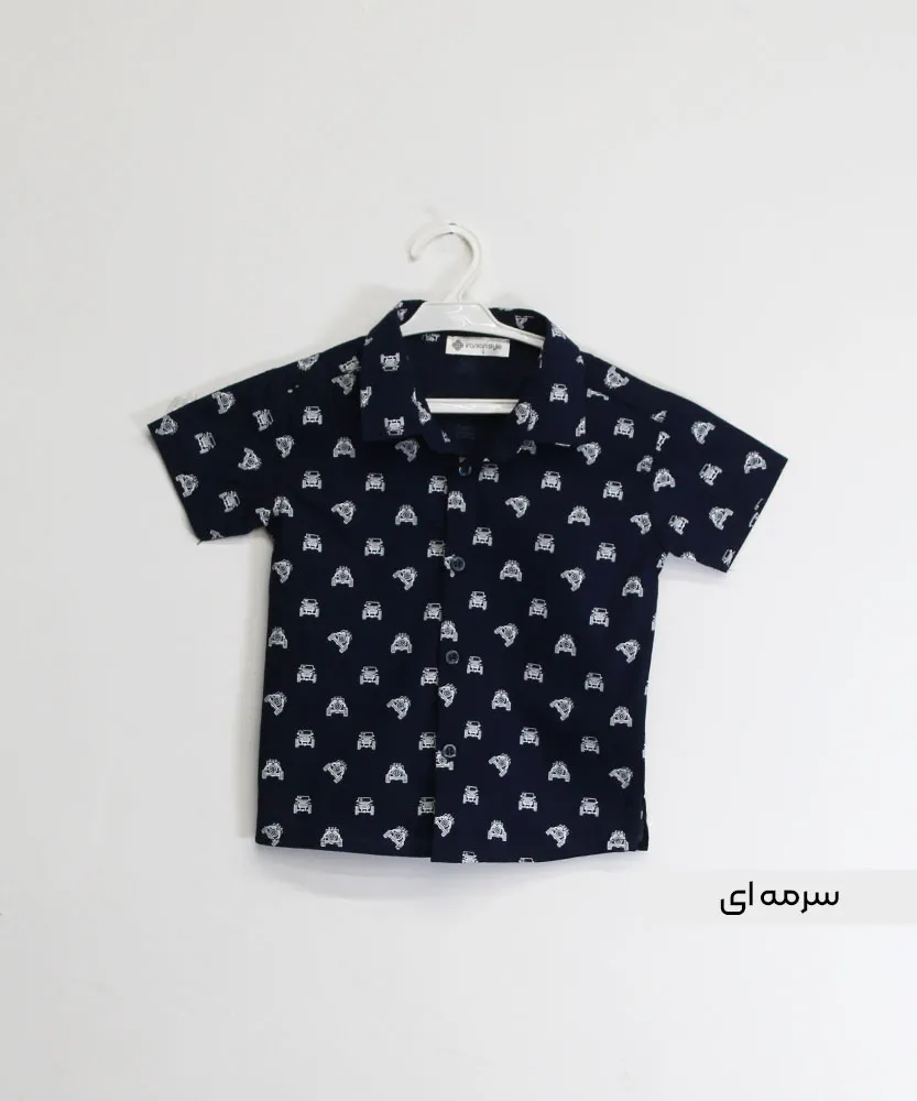 پیراهن بچگانه طرح دار P45134 سرمه ای