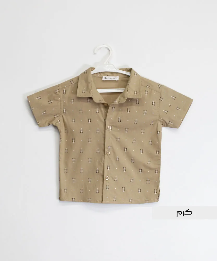 پیراهن بچگانه طرح دار P45134 کرم