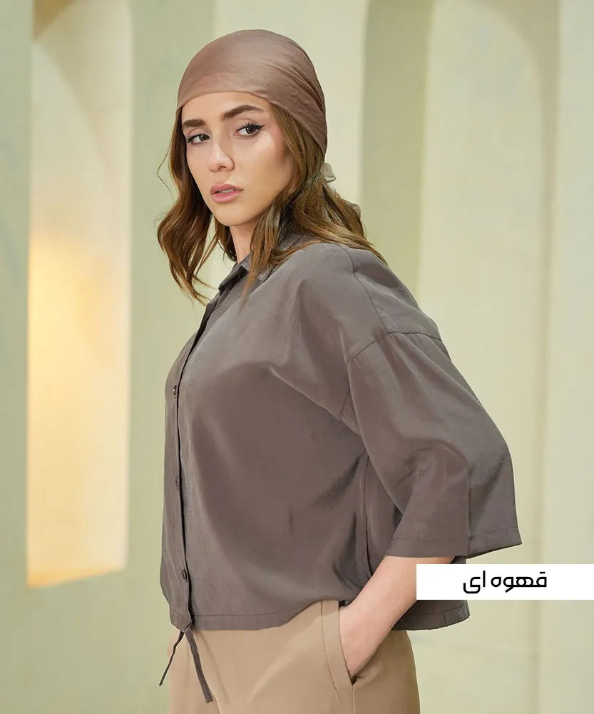 شومیز کراپ A411195 قهوه ای