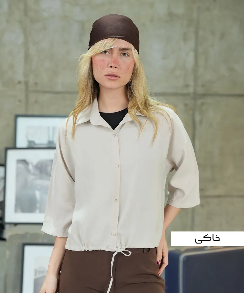 شومیز کراپ A411195 خاکی
