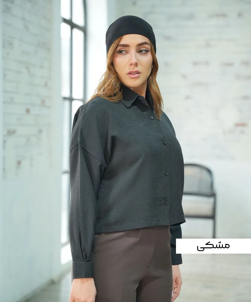 شومیز کراپ ساده شانتون A411198 مشکی