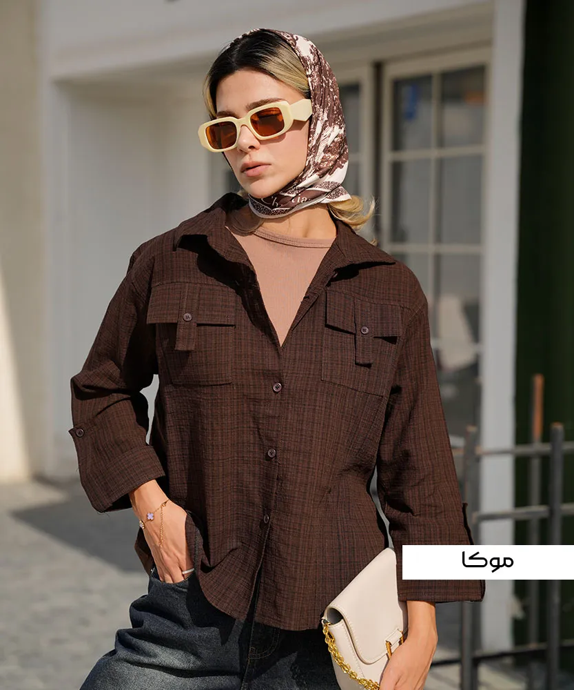 شومیز کایلی دو جیب A411209 موکا