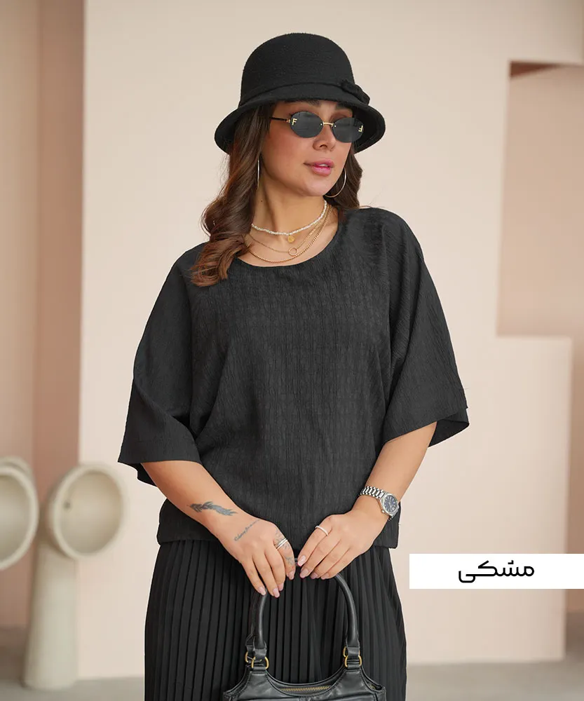 کراپ آستین رگلان مشکی