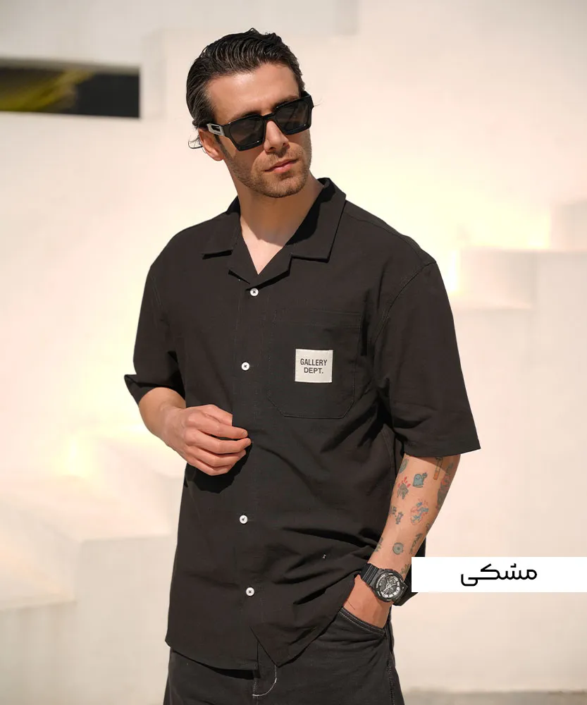 پیراهن باکسی لینن مردانه P42025 مشکی