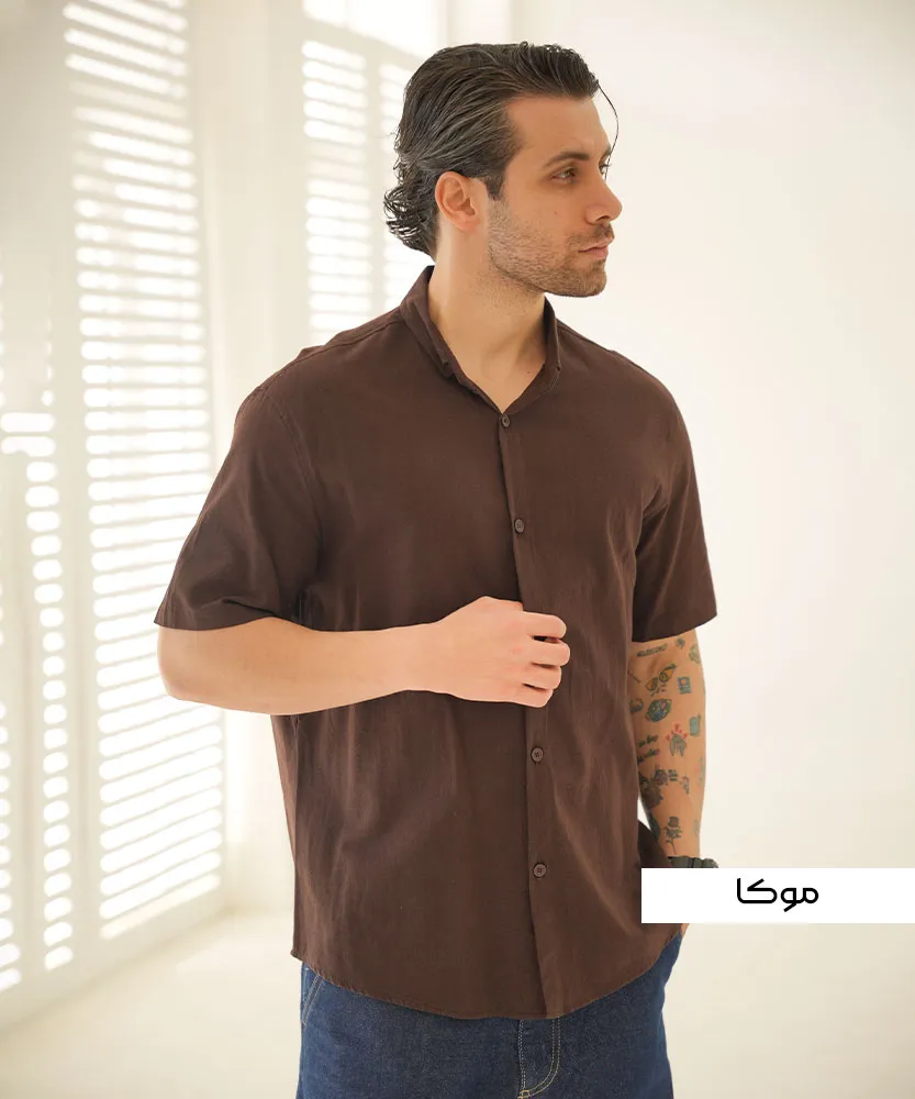 پیراهن مردانه آستین کوتاه P42523 موکا