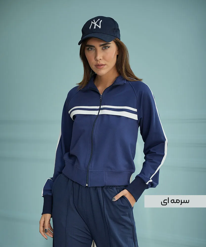 سوییشرت دورس دو نخ S41068 سرمه ای