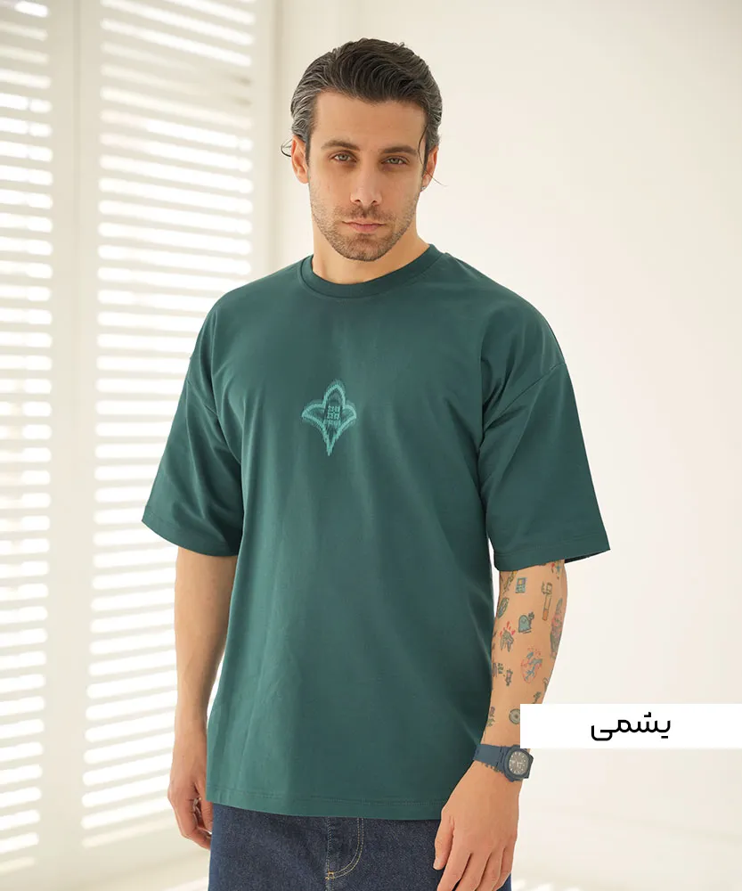 تیشرت لانگ مردانه T42317 یشمی