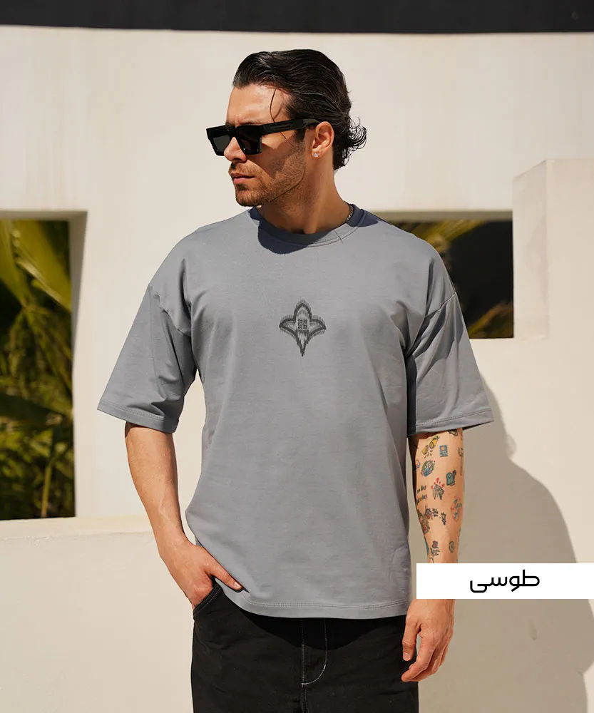 تیشرت لانگ مردانه T42317 طوسی