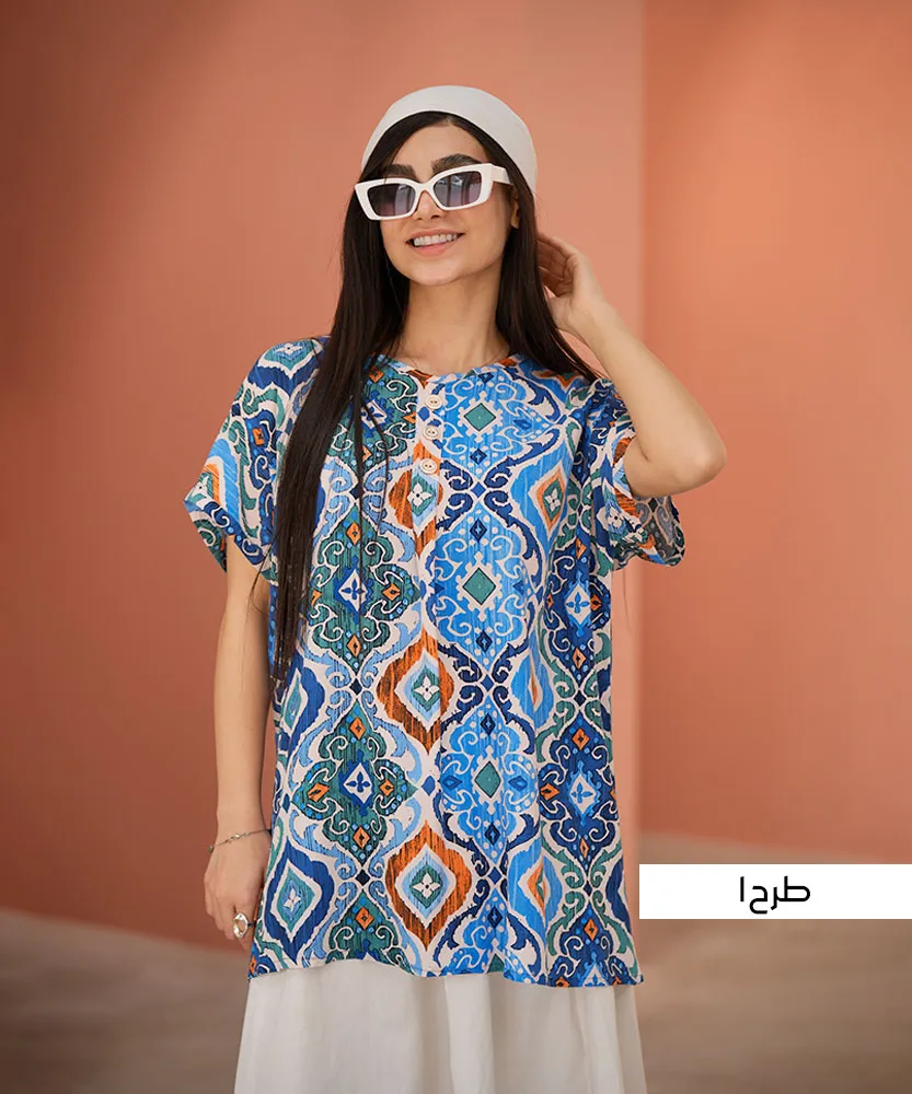 تیشرت نخی سه دکمه T101507 - Image 2