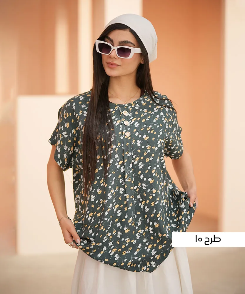 تیشرت نخی سه دکمه T101507 - Image 6